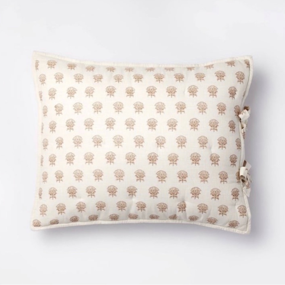 Studio McGee Standard Lofty Cotton Slub Woodblock Print Floral Sham - Threshold